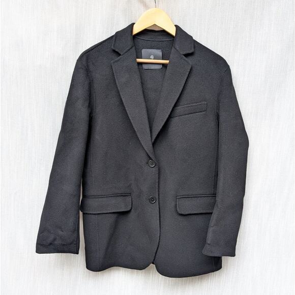 Anine Bing Jackets & Blazers - ANINE BING Quinn Black Wool/Cashmere Single-breasted Blazer Jacket, size XS